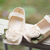 Handmade Ivory Flower Mary Janes