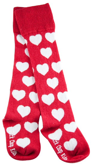 Red White Hearts Thigh High Socks