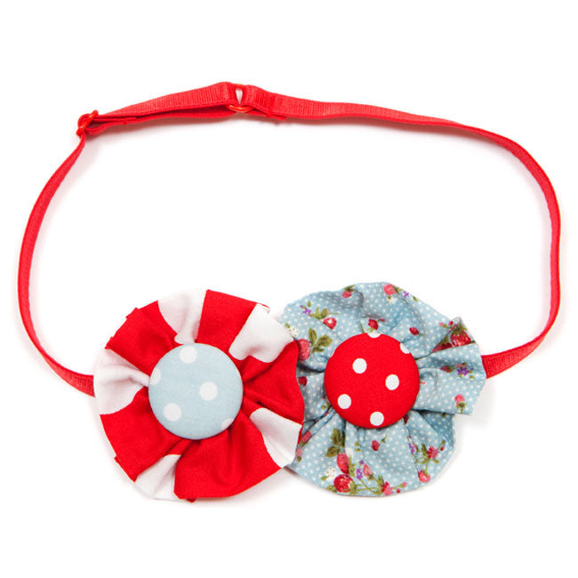 Rosette Headband Double Blue Strawberry