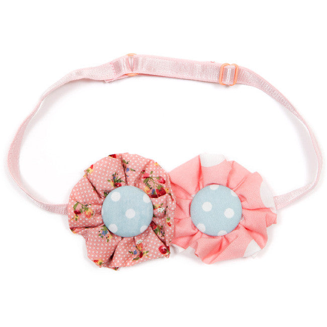 Rosette Headband Double Pink Strawberry
