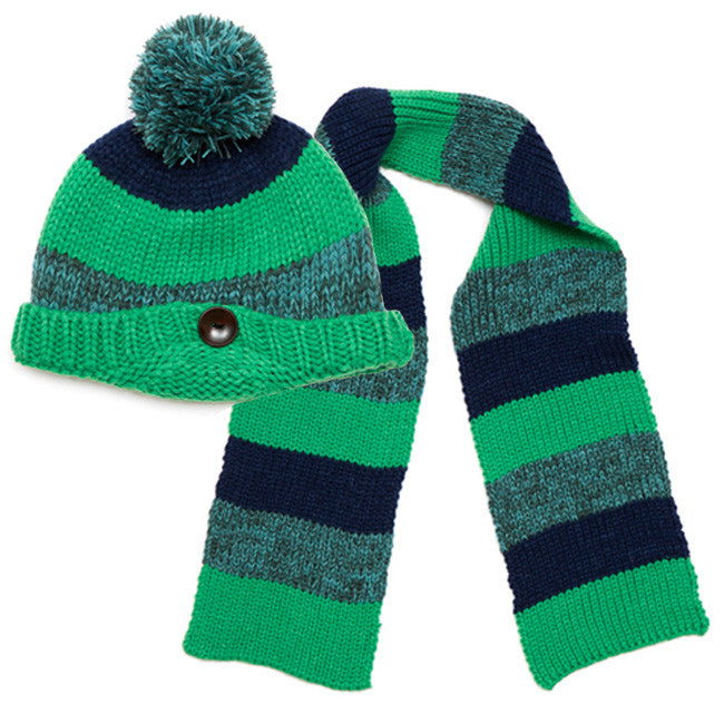 Oobi striped beanie and scarf set