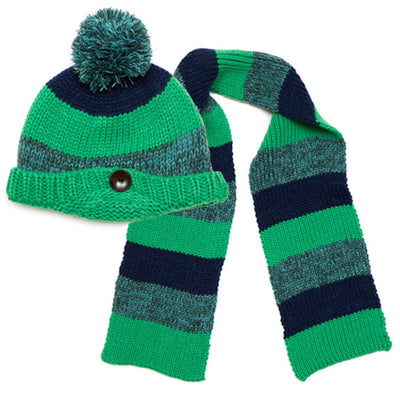 Oobi striped beanie and scarf set