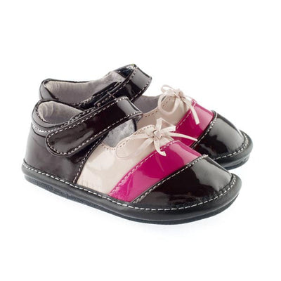 Pink Striped Patent Mary Janes