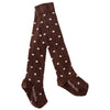 Brown Thigh High Socks Pink Dots