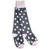 Charcoal Thigh High Socks Pink Dots