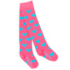 Pink Thigh High Socks Aqua Hearts