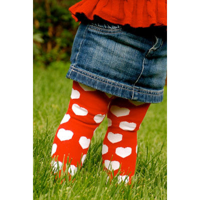 Red White Hearts Thigh High Socks